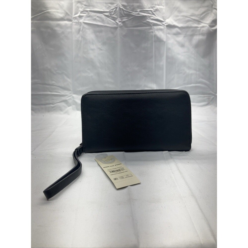 Womens Black Faux Leather Zip Around Wristlet Wallet - BRAND NEW W TAGS